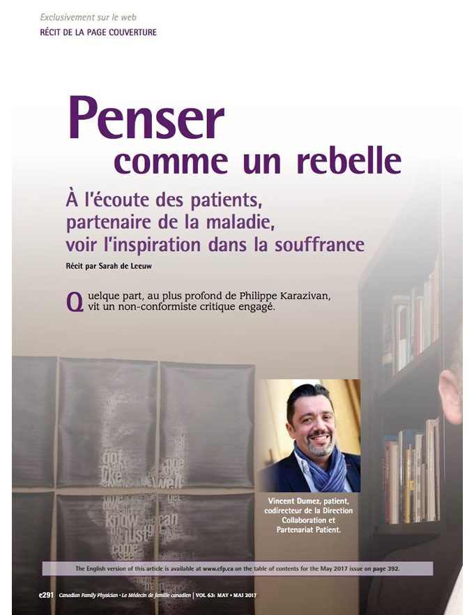 Penser comme un rebelle : À l’écoute des patients, partenaire de la maladie, voir l’inspiration dans la souffrance