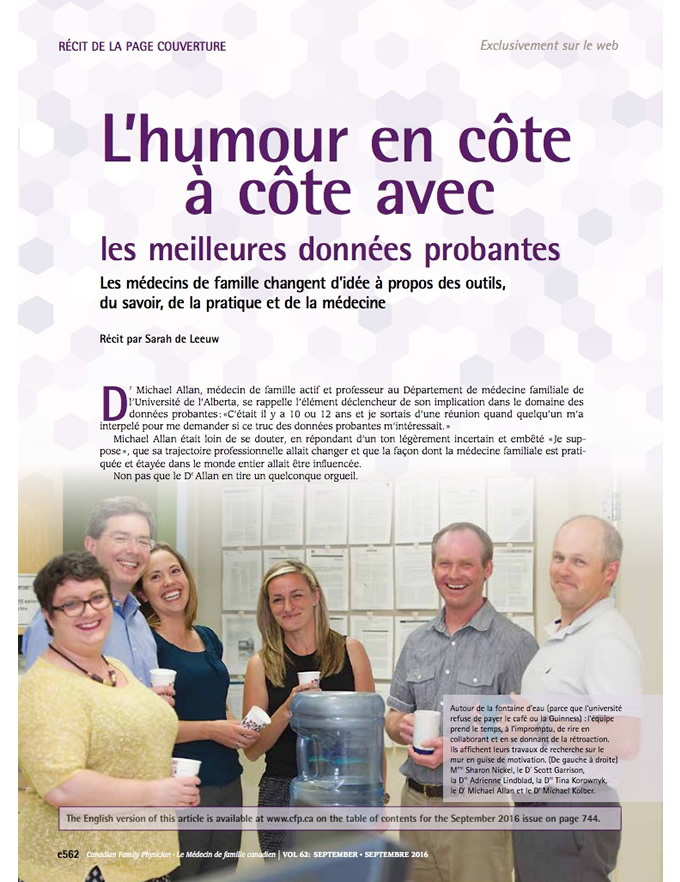 L’humour en côte à côte avec les meilleures données probantes : Les médecins de famille changent d’idée à propos des outils, du savoir, de la pratique et de la médecine